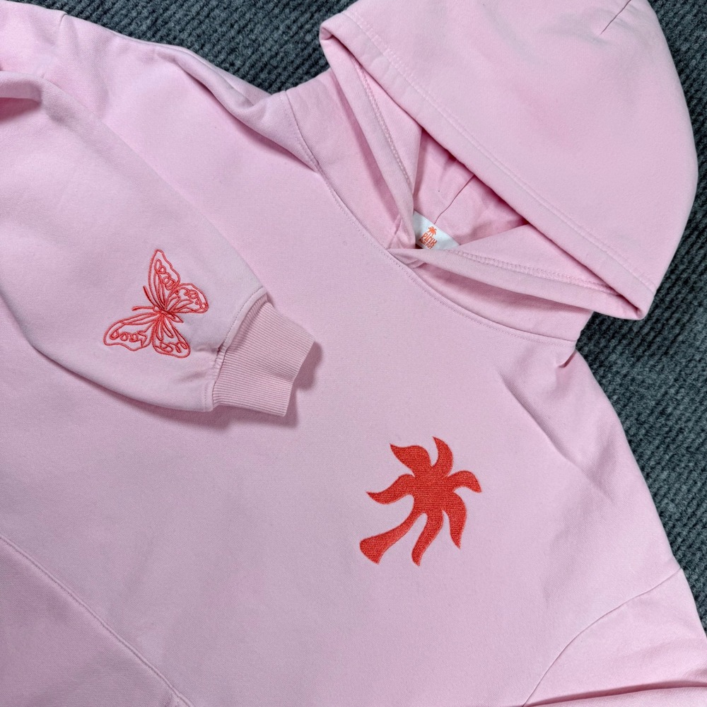 Pink Palm Puff To Live For The Hope Of It All Butterfly Hoodie Pink Medium